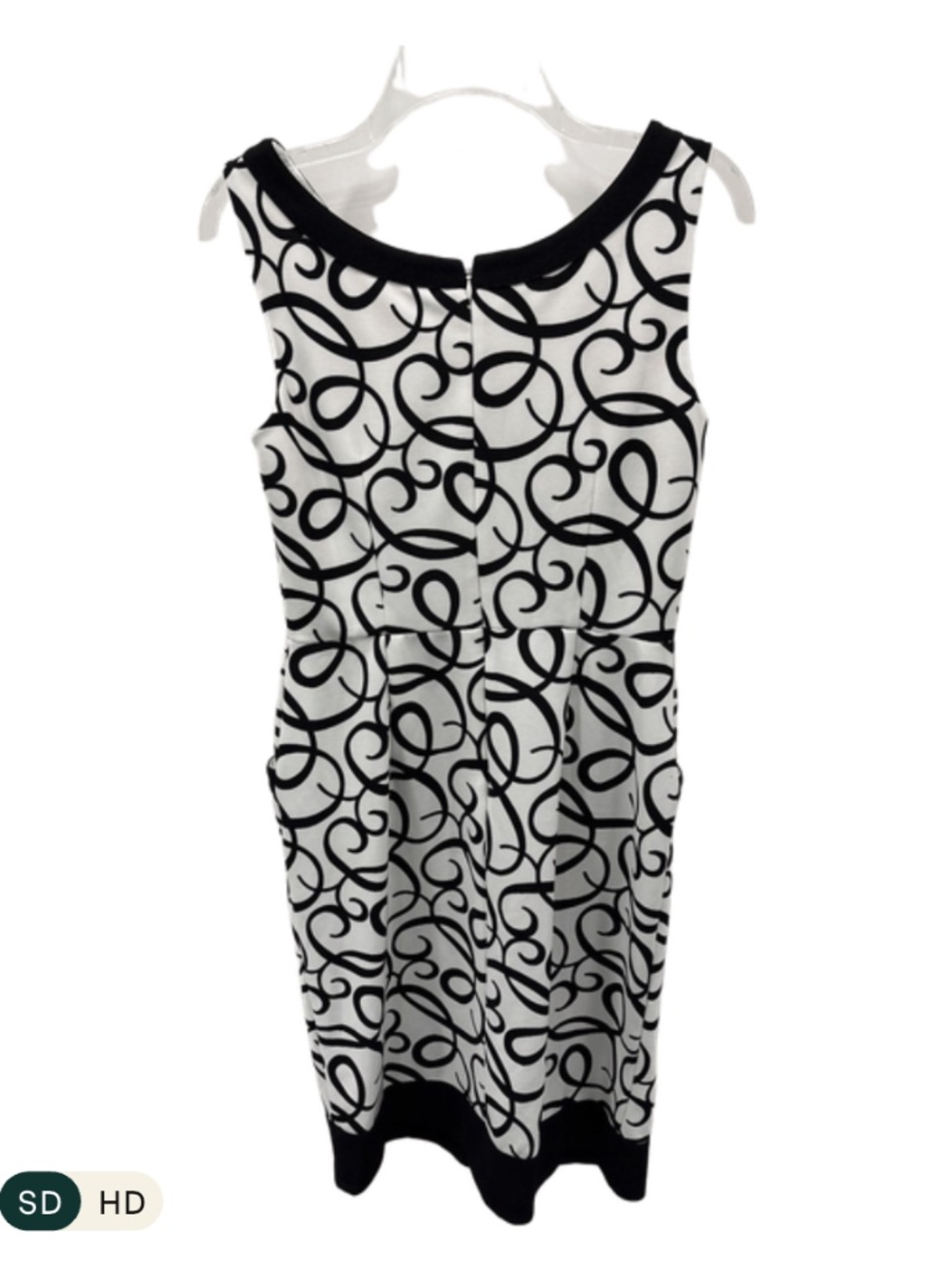 LONDON TIMES Black & White Sleeveless.Swirl Print Sheath Dress· SIZE 8 - Picture 5 of 8